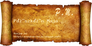 Pászkán Maja névjegykártya